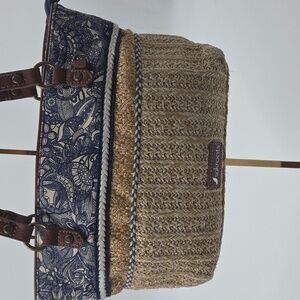 Woven Brown and Blue Patterned Sakroots Tote Bag